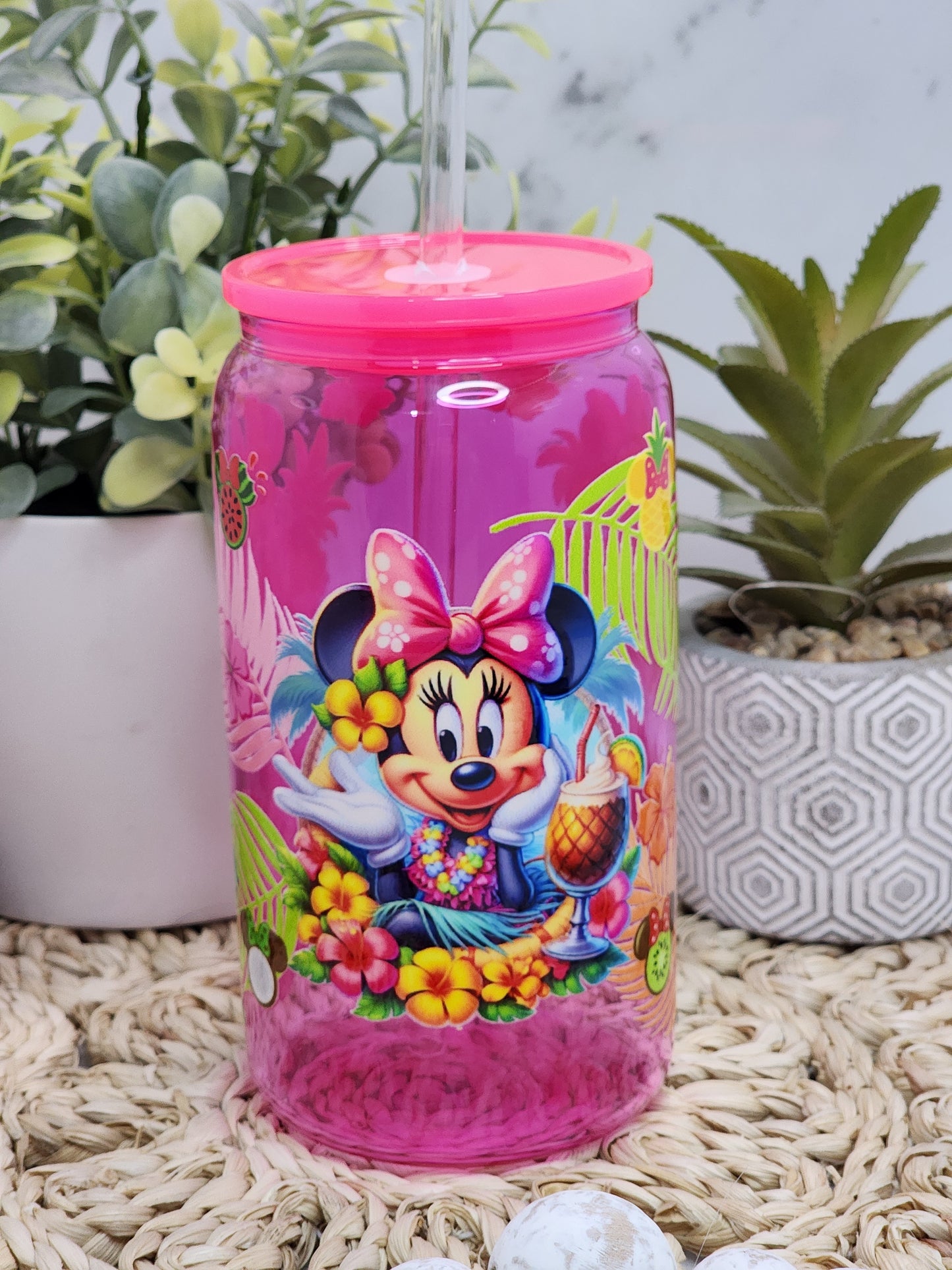 PRETTY MOUSE GLASS CAN TUMBLER