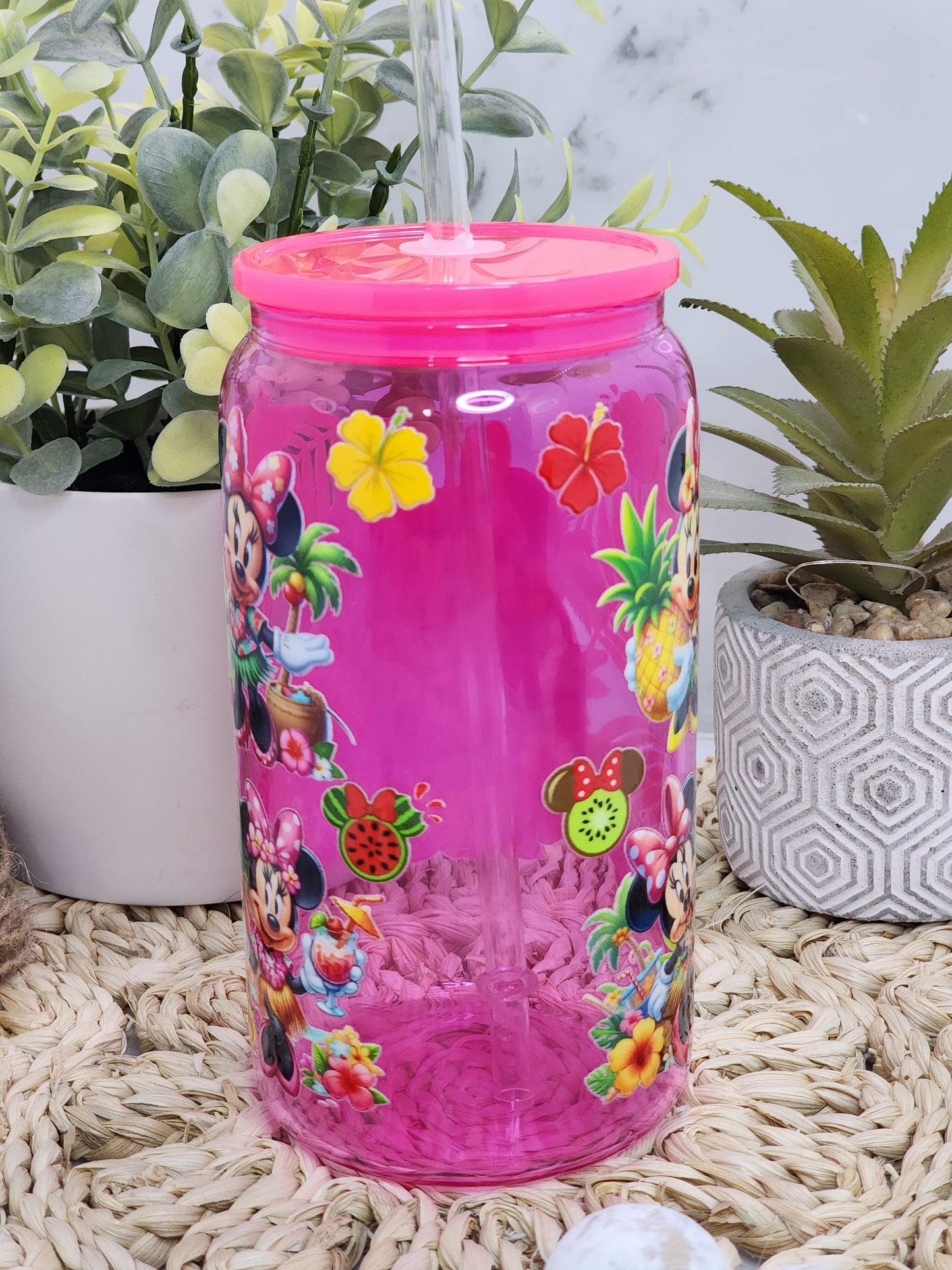 PRETTY MOUSE GLASS CAN TUMBLER