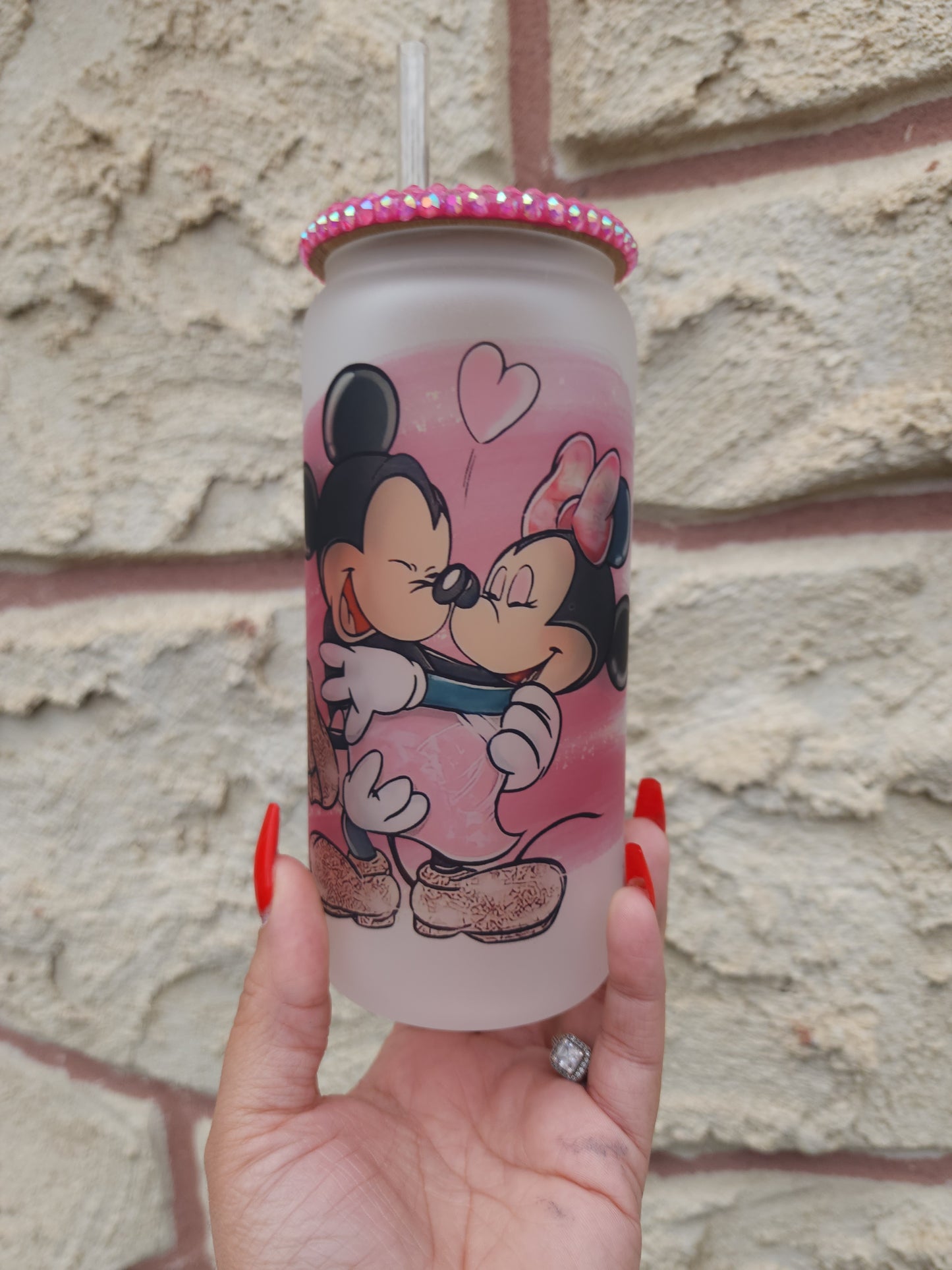 MOUSE LOVE GLASS CAN TUMBLER